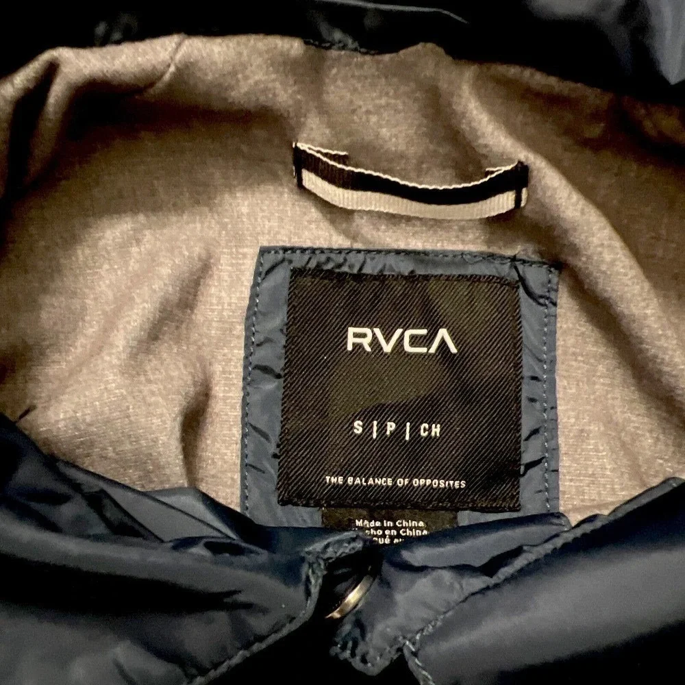 RVCA ANP Mens Small Navy‎ Blue Skull Graphic Coaches Jacket Windbreaker Small